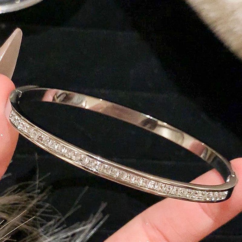 Bracelet 1# Titanium Steel Round Bracelet With Diamonds