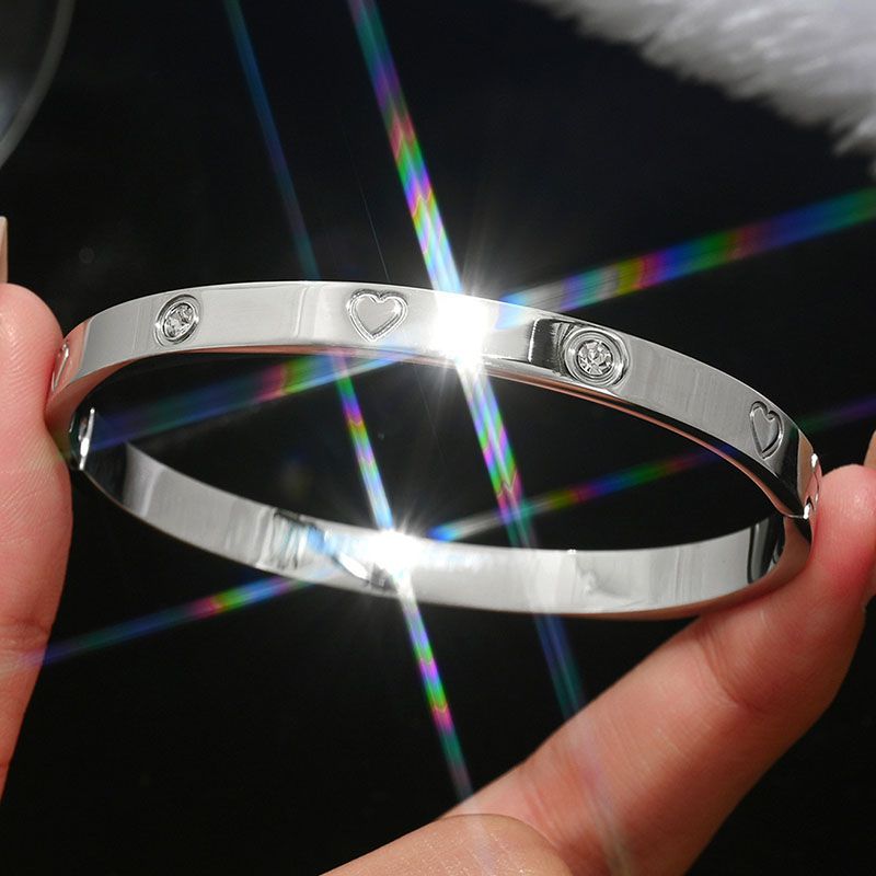 Bracelet 1# Titanium Steel Round Bracelet With Diamonds