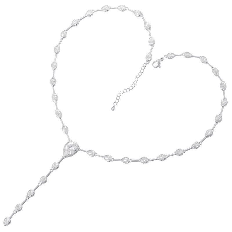 Gold Teardrop Bamboo Necklace Copper Diamond Teardrop Necklace