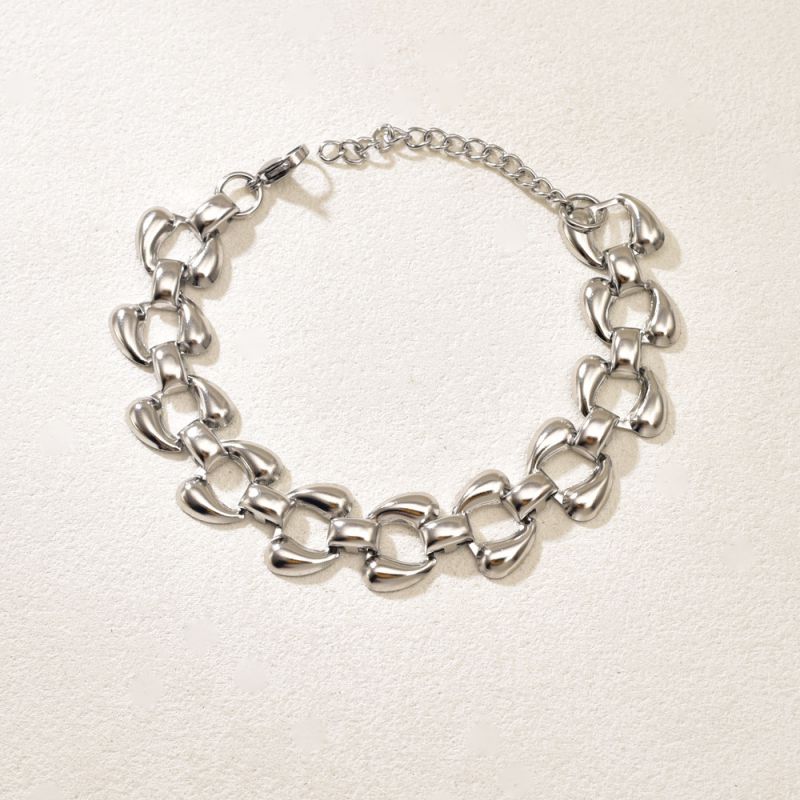 Gold Stainless Steel Double Teardrop Chain Bracelet