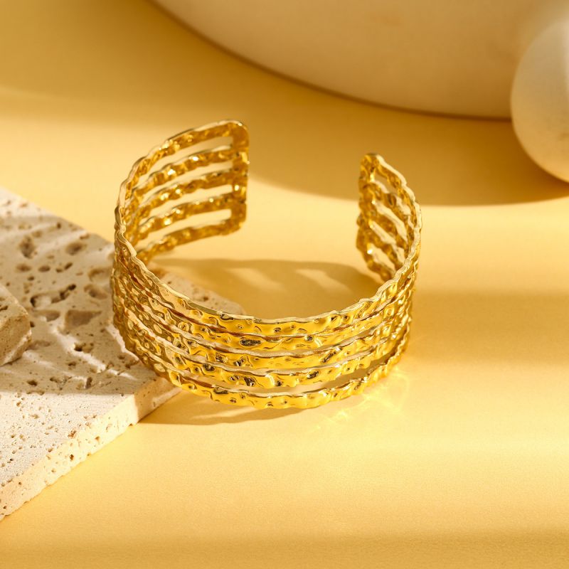 Bracelet 1# Stainless Steel Pleated Round Bracelet