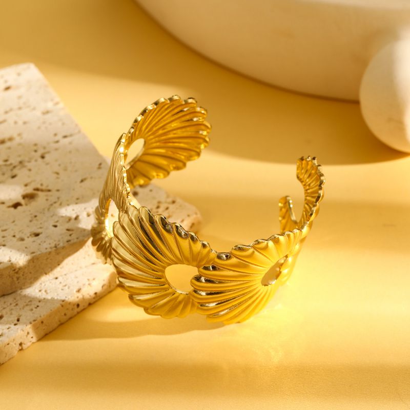 Bracelet 1# Stainless Steel Pleated Round Bracelet