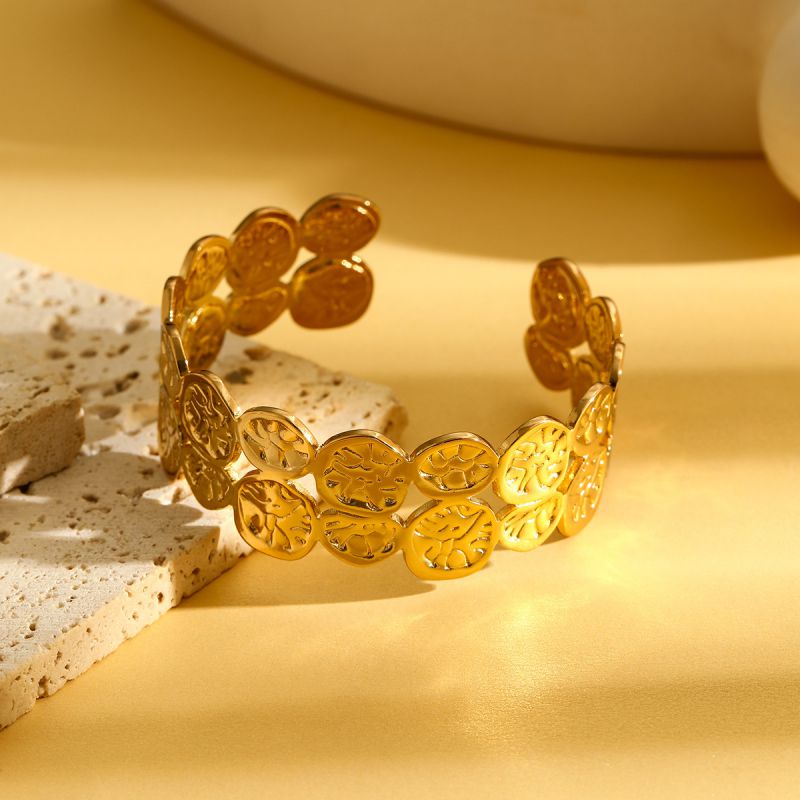 Bracelet 1# Stainless Steel Pleated Round Bracelet