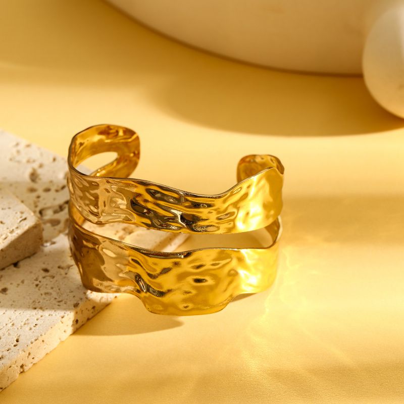 Bracelet 1# Stainless Steel Pleated Round Bracelet