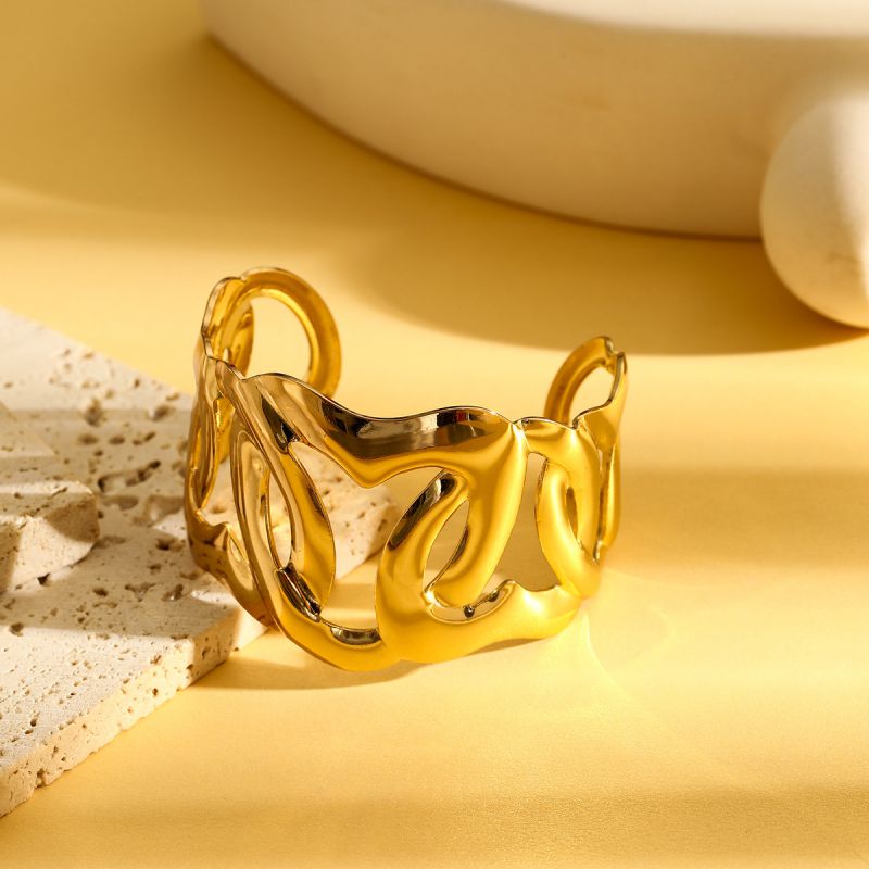 Bracelet 1# Stainless Steel Pleated Round Bracelet