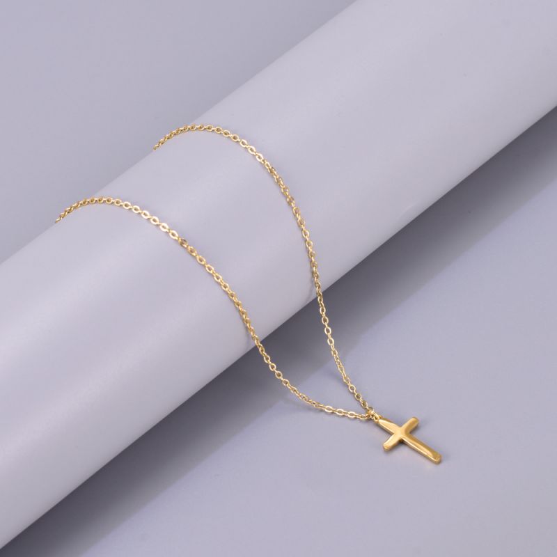 18k Gold Titanium Steel Cross Necklace