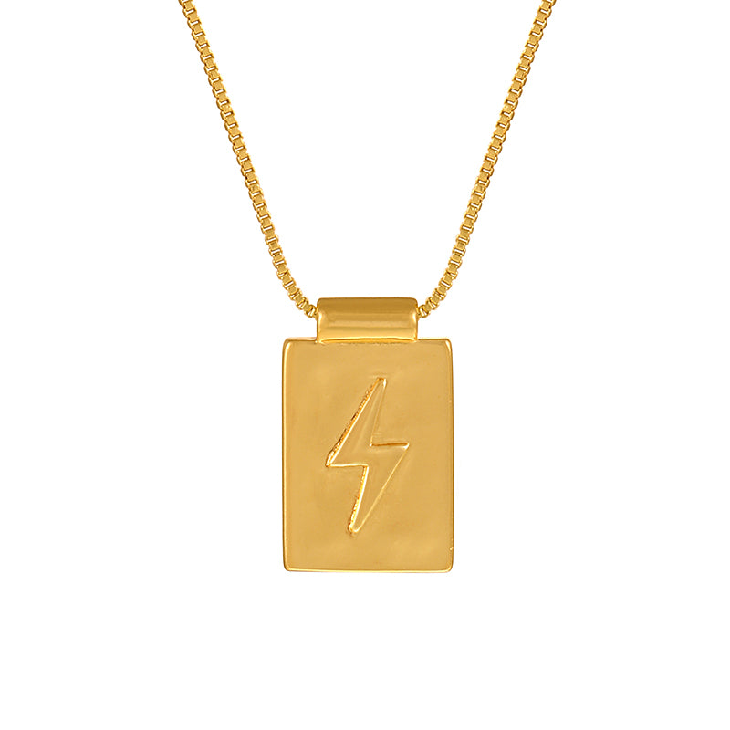 Golden 8 Copper Square Letter Fe Necklace