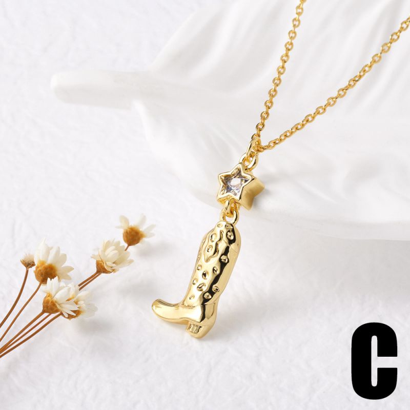 B Copper And Diamond Bicycle Necklace