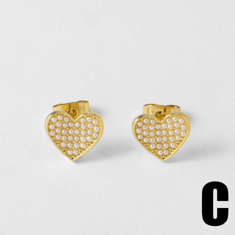 A Copper Gold-plated Pearl Cross Earrings