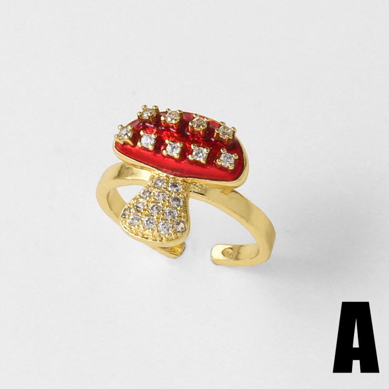 C Copper-plated Gold-plated Round Ring With Diamonds