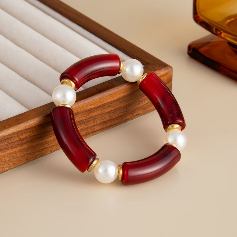 Black Resin Bamboo Curved Tube Bracelet