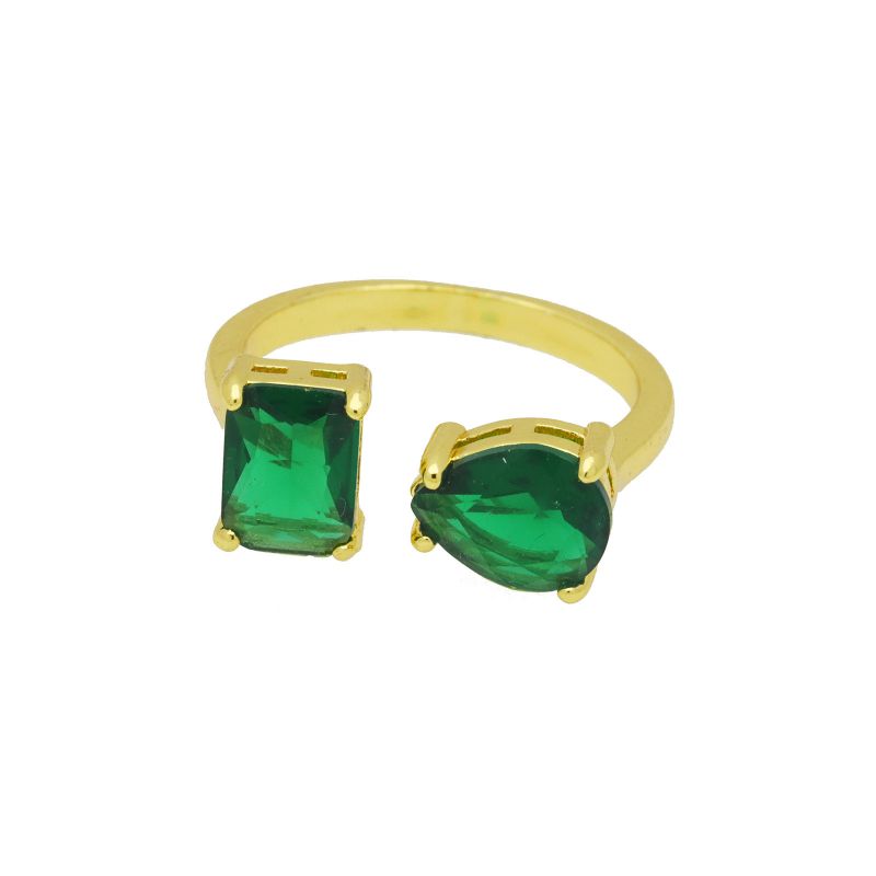 Green Copper Diamond Teardrop-shaped Square Ring
