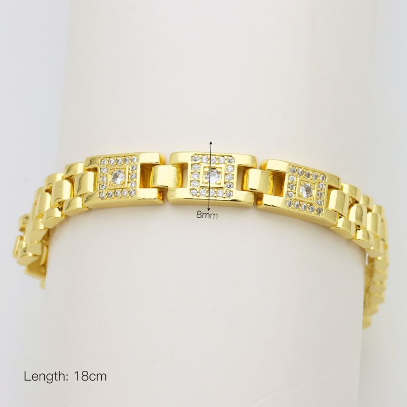 B Brass Square Bracelet With Diamonds