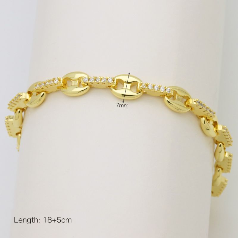 B Brass Square Bracelet With Diamonds