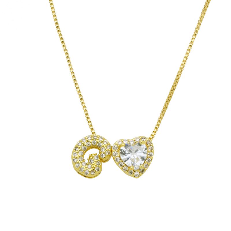 A Copper Diamond Heart 26 Letter Necklace