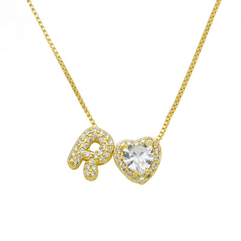 A Copper Diamond Heart 26 Letter Necklace