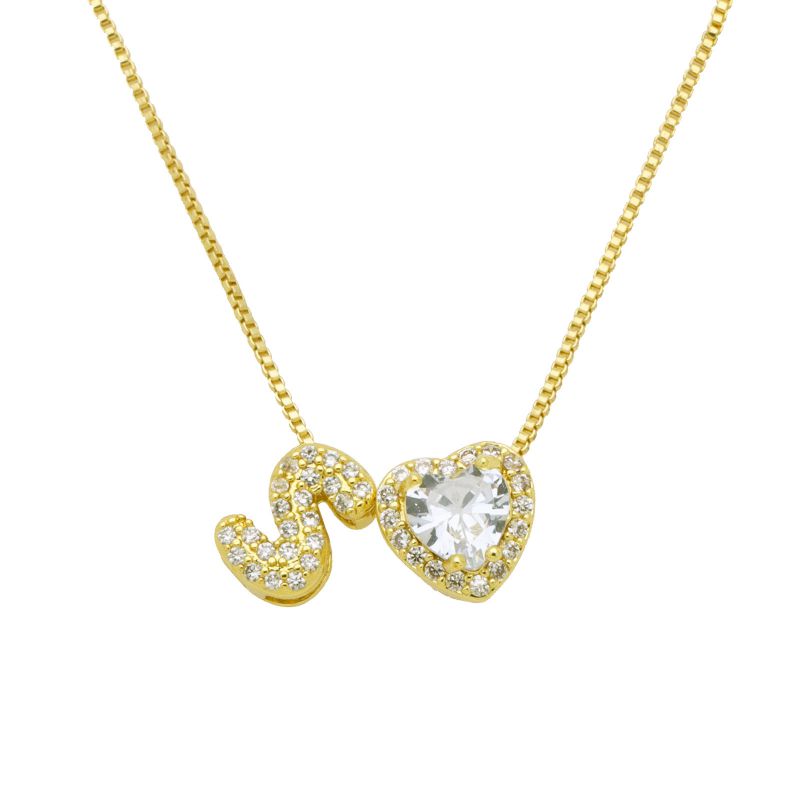 A Copper Diamond Heart 26 Letter Necklace