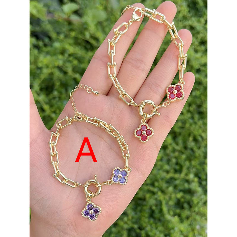 B Copper And Gold-plated Diamond Petal Bracelet