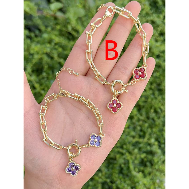 B Copper And Gold-plated Diamond Petal Bracelet