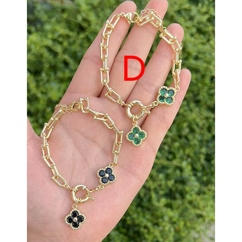 B Copper And Gold-plated Diamond Petal Bracelet