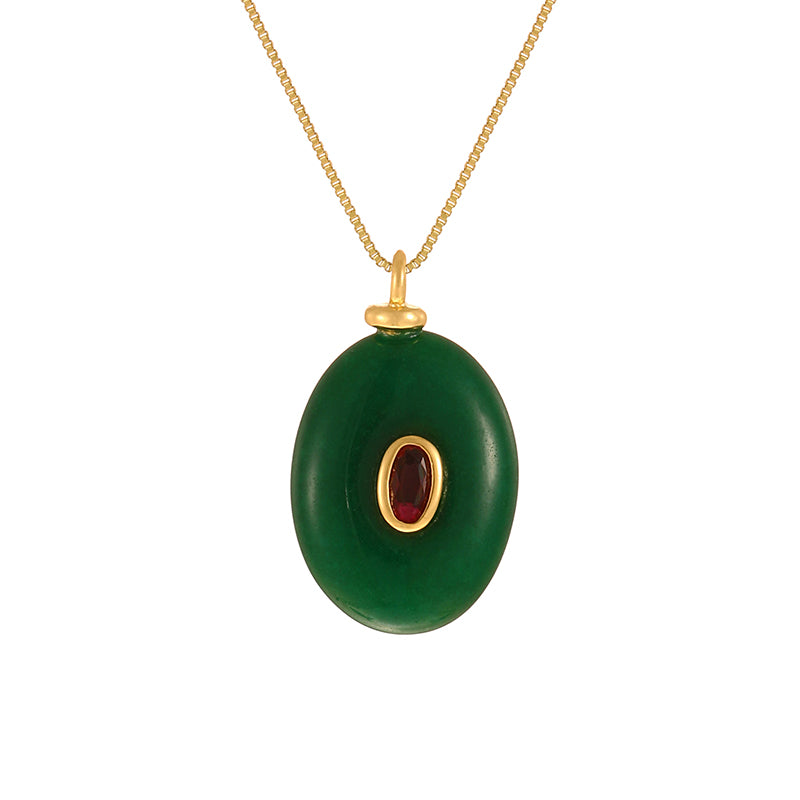 Leather Pink Irregular Natural Stone Inlaid Zirconium Copper Necklace