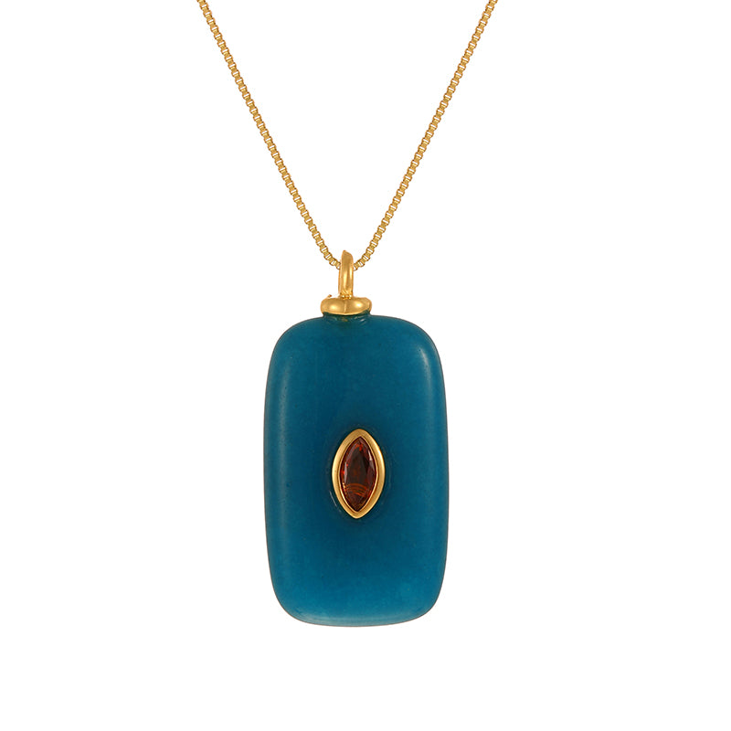 Leather Pink Irregular Natural Stone Inlaid Zirconium Copper Necklace