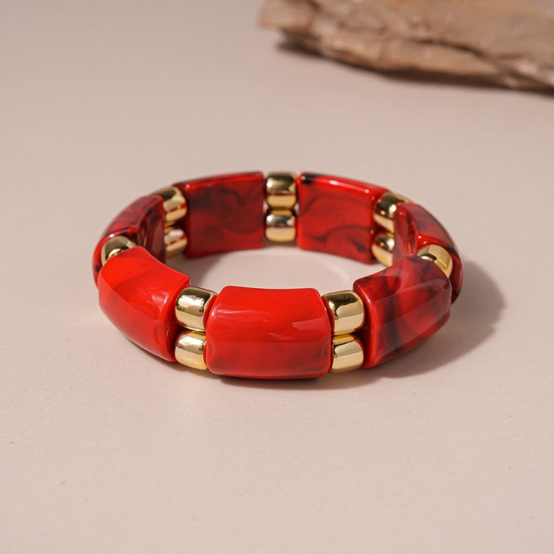 1# Bracelet-red Irregular Resin Bracelet