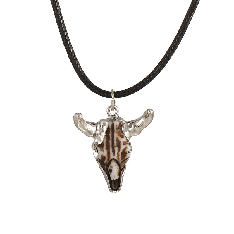 Gold 1 Alloy Bull Head Titanium Steel Necklace