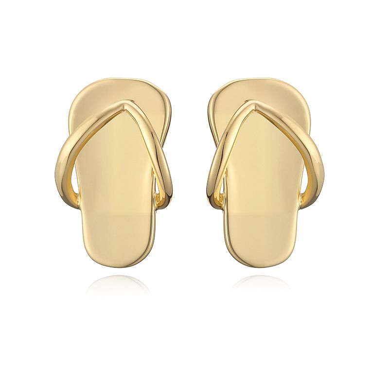 1 Pair Of Gold And White Diamond Hole Shoe Earrings Copper Inlaid Zirconium Hole Shoe Earrings
