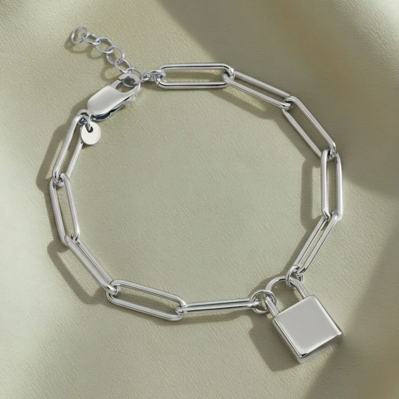 Small Lock Paper Clip Necklace Gold Stainless Steel Lock Necklace