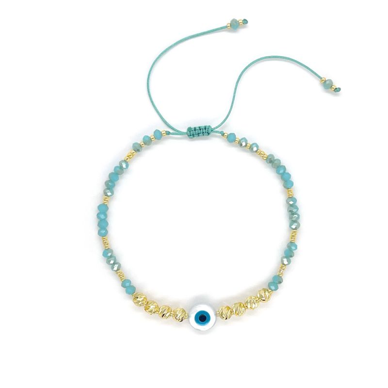 A Gold-plated Copper Crystal Beaded Eye Bracelet