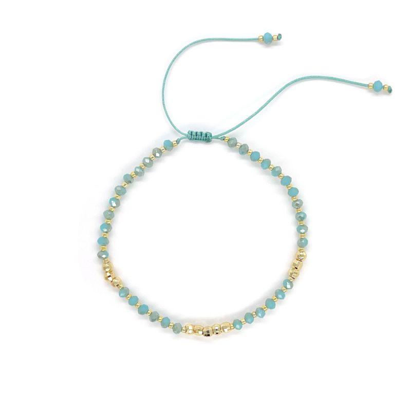 A Gold-plated Copper Crystal Beaded Eye Bracelet