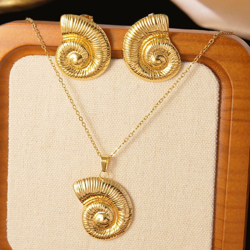 Set 1# Stainless Steel Flower Necklace Earring Set