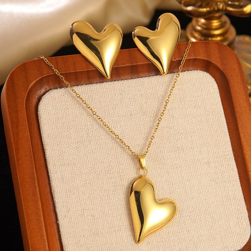 Set 1# Stainless Steel Flower Necklace Earring Set