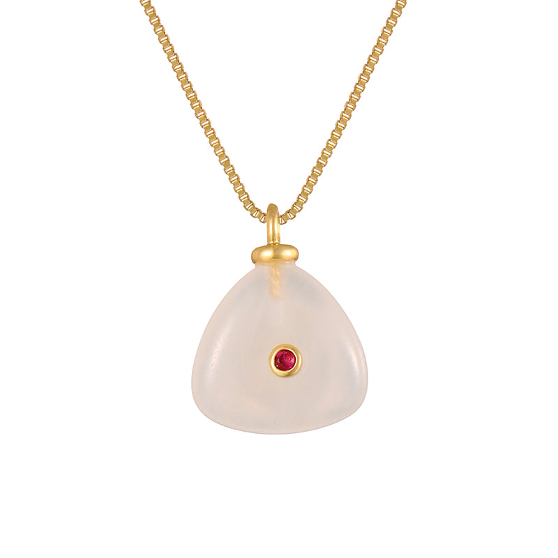 Color 3 Irregular Natural Stone Inlaid Zirconium Titanium Steel Necklace