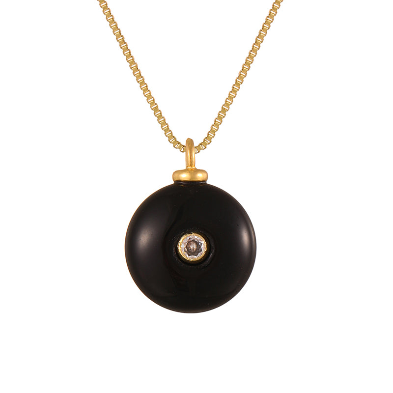 Color 3 Irregular Natural Stone Inlaid Zirconium Titanium Steel Necklace