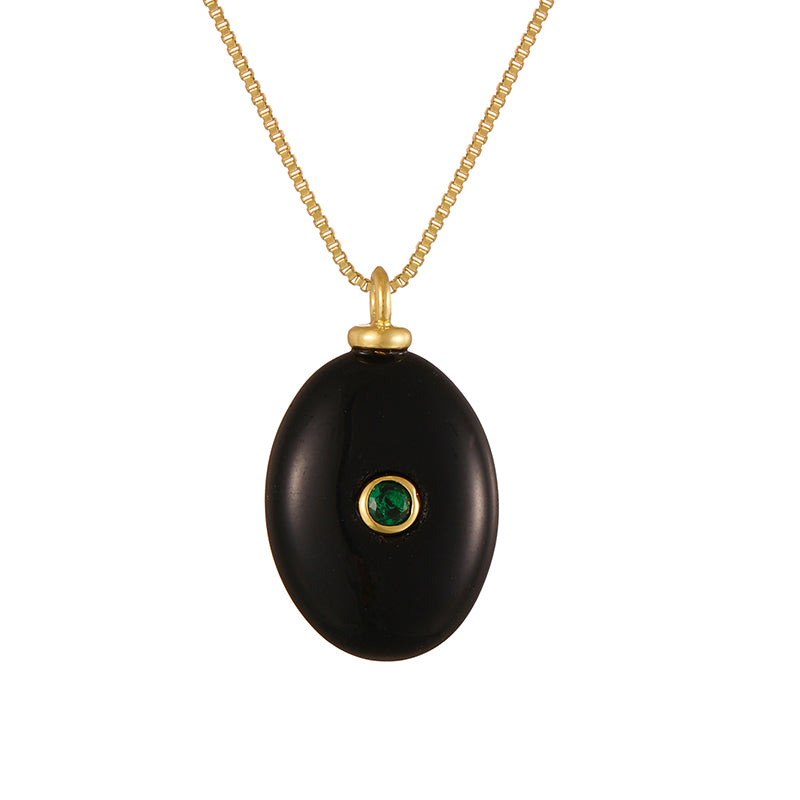 Color 3 Irregular Natural Stone Inlaid Zirconium Titanium Steel Necklace