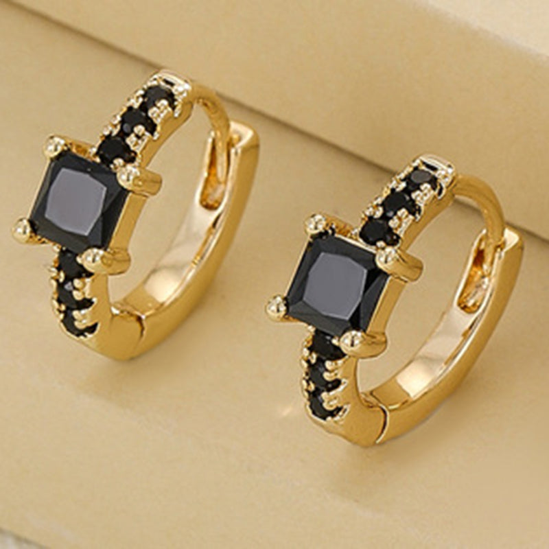 Golden Water Drops Copper Diamond Teardrop-shaped Hoop Earrings