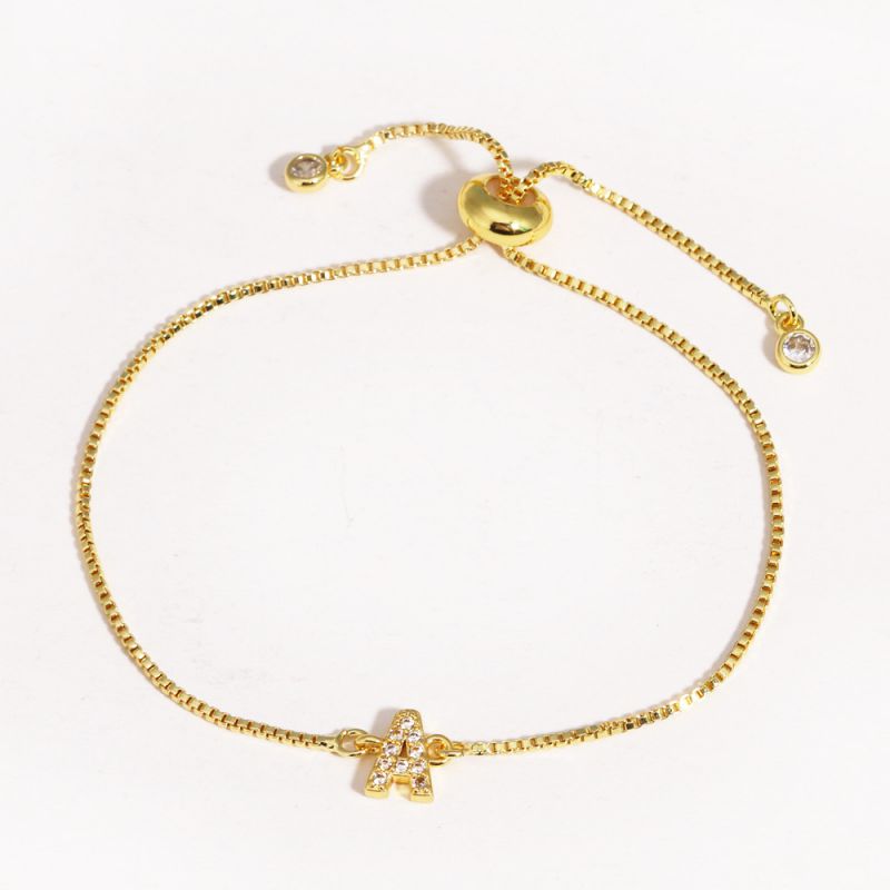 A Copper Inlaid Zirconium 26 Letter Bracelet