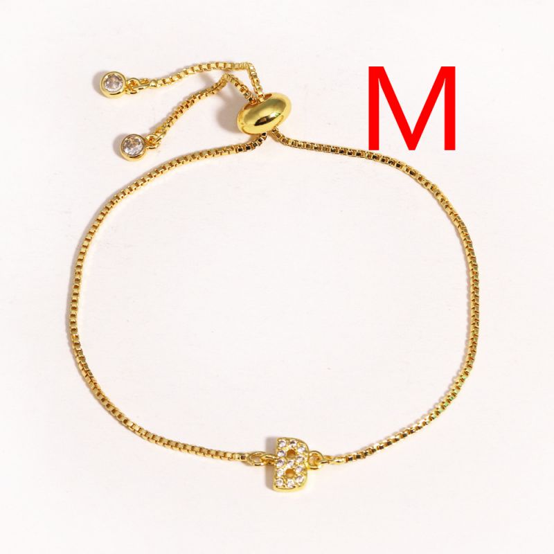 A Copper Inlaid Zirconium 26 Letter Bracelet