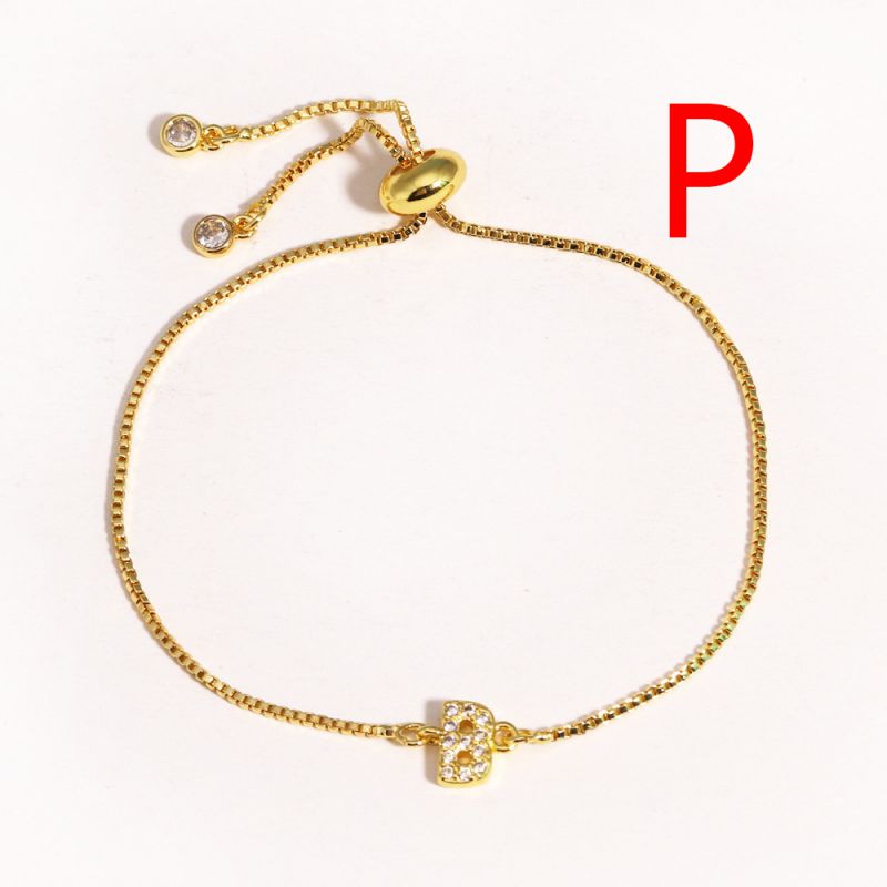 A Copper Inlaid Zirconium 26 Letter Bracelet