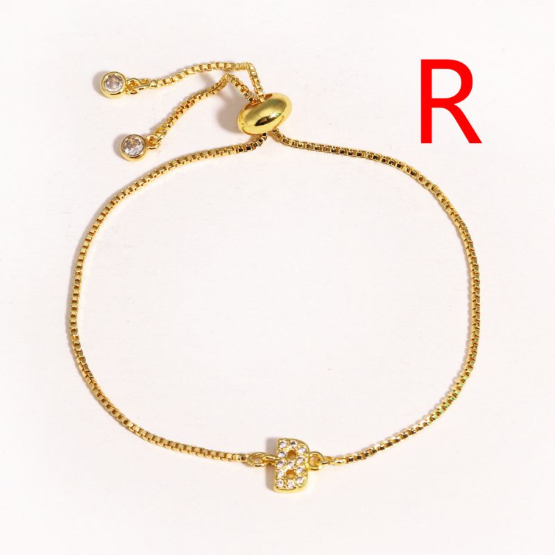 A Copper Inlaid Zirconium 26 Letter Bracelet