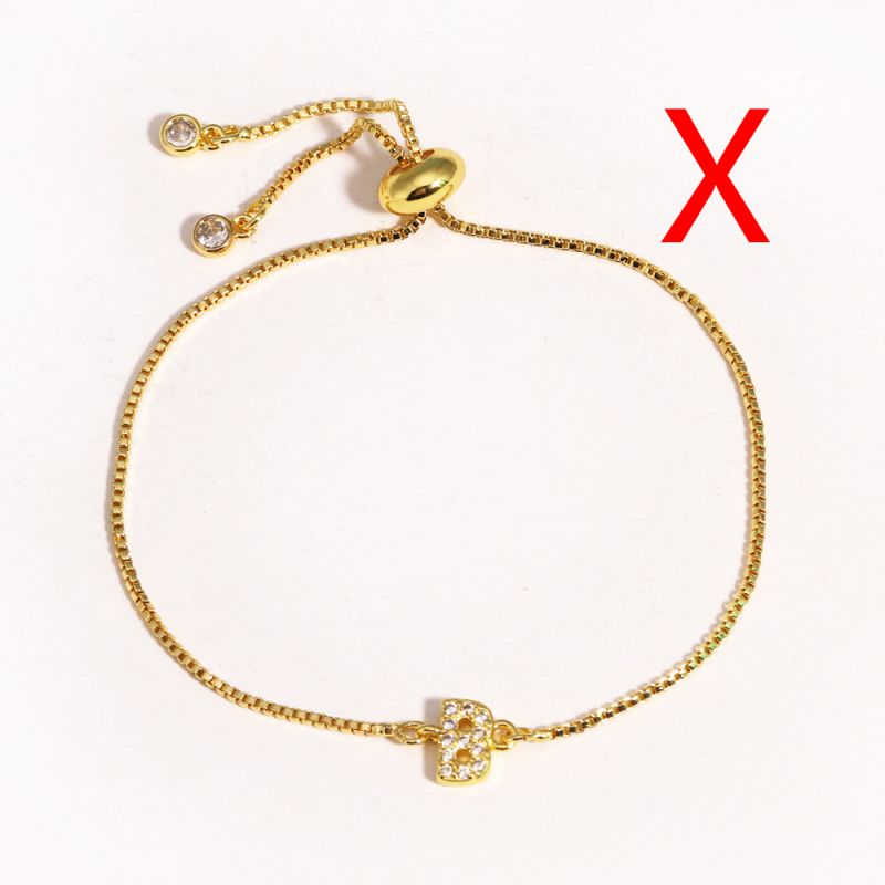 A Copper Inlaid Zirconium 26 Letter Bracelet