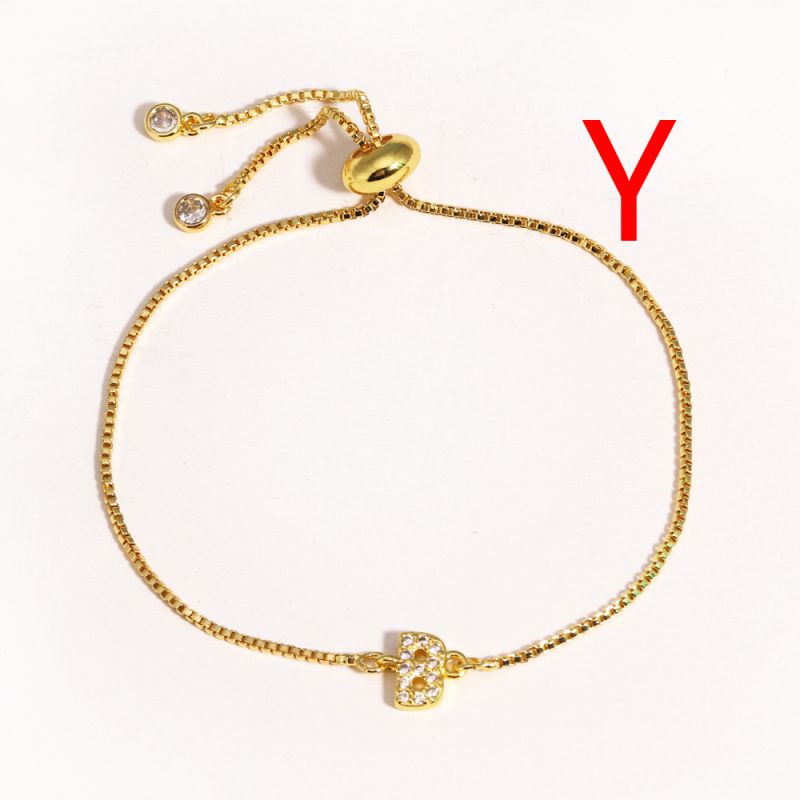 A Copper Inlaid Zirconium 26 Letter Bracelet