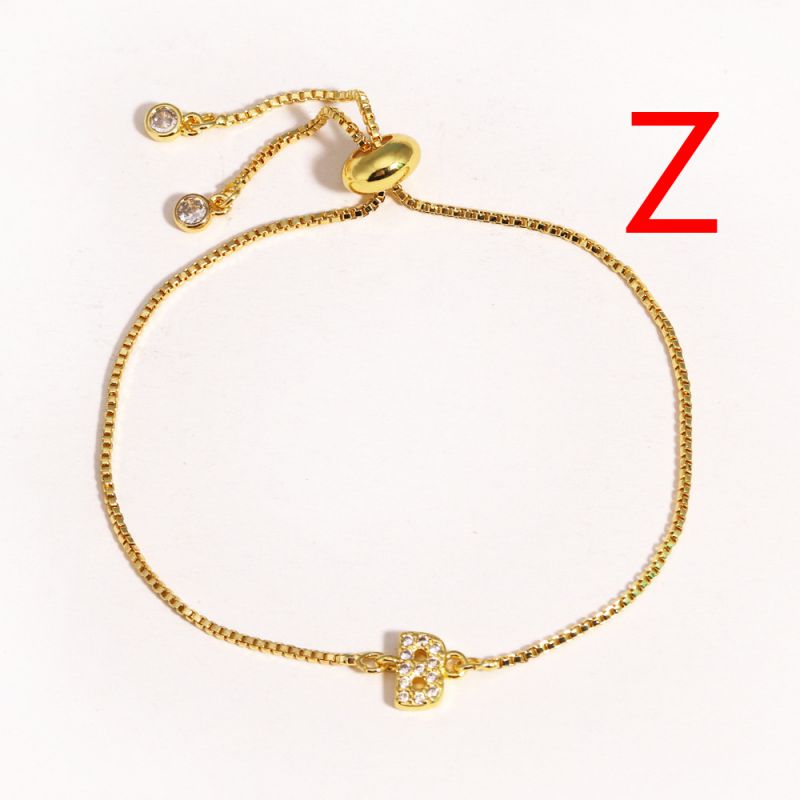 A Copper Inlaid Zirconium 26 Letter Bracelet