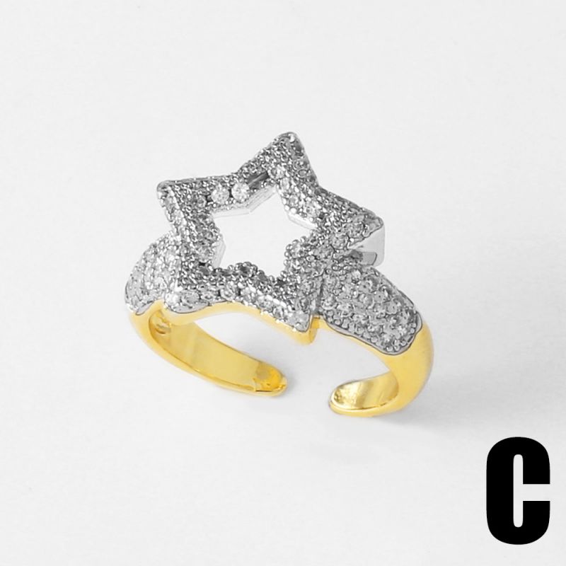 A Copper-plated Gold-plated Round Ring With Diamonds