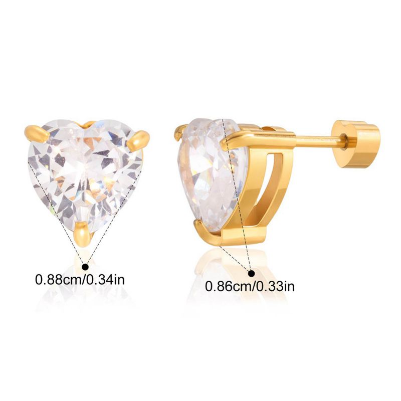 Round Stainless Steel Round Diamond Earrings