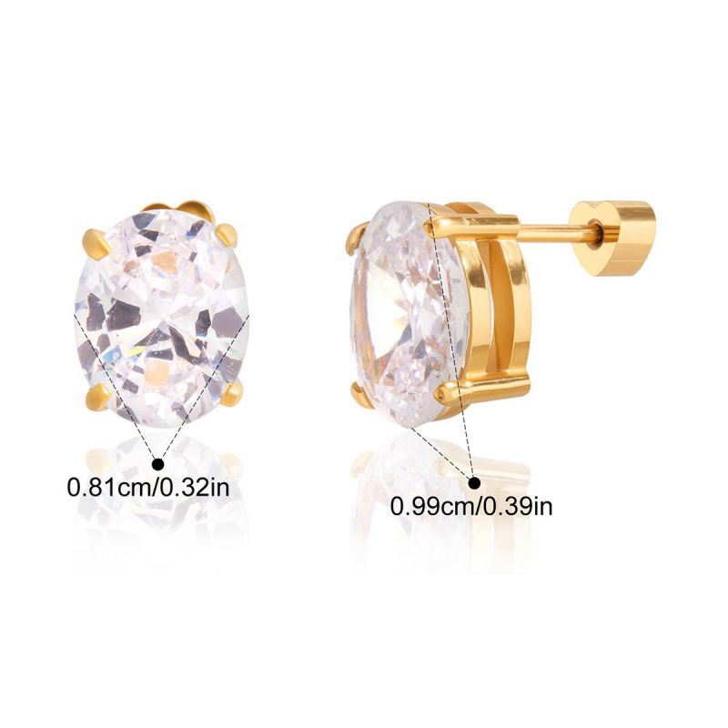 Round Stainless Steel Round Diamond Earrings