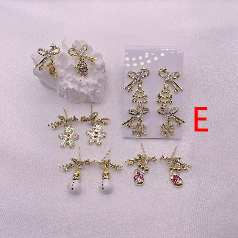 A Copper Diamond Bow Earrings