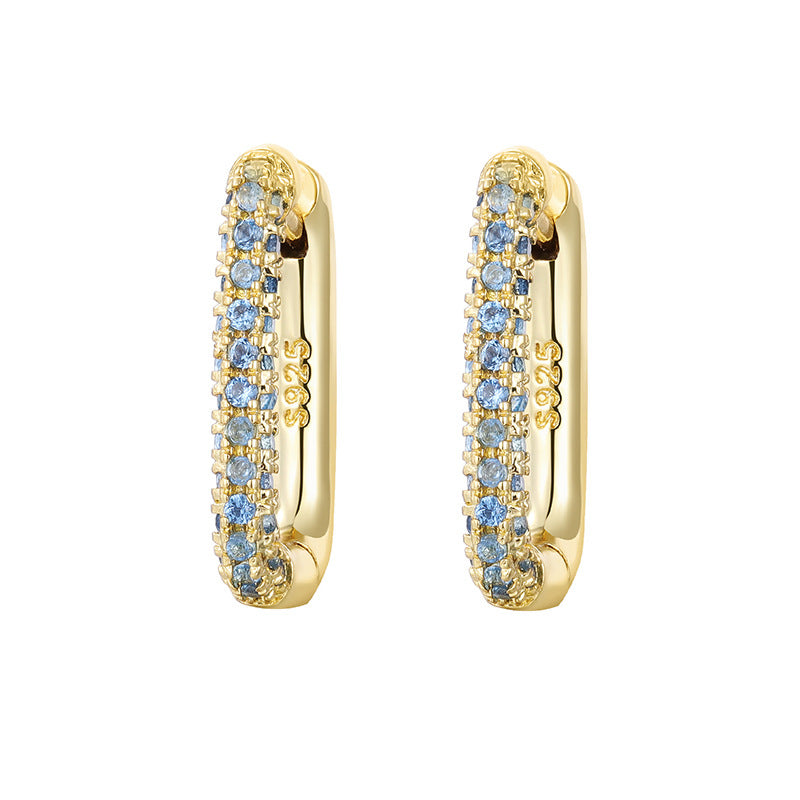 White Copper Oval Diamond Hoop Earrings